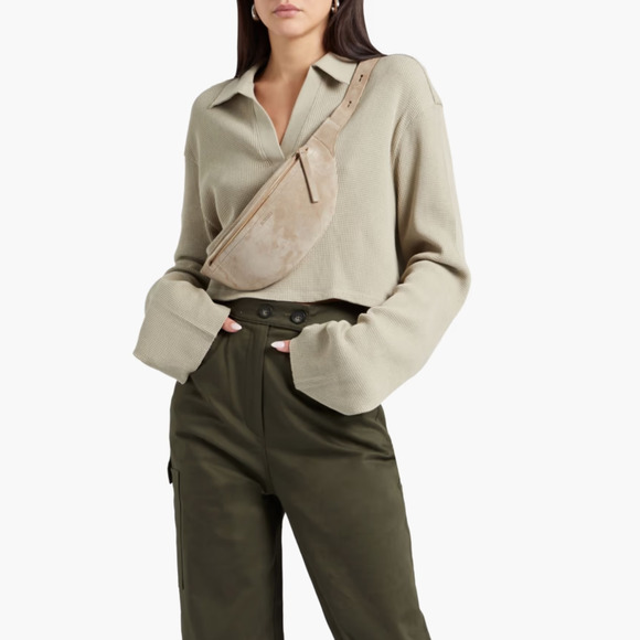 The RANGE Women's Cropped Waffle knit Top Cotton blend size Small - Picture 1 of 11